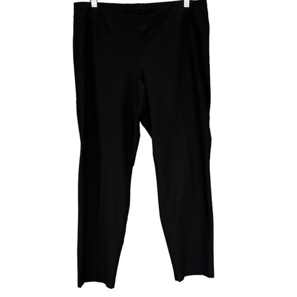 Eileen Fisher Black Pull On Stretch Viscose Blend Skinny Dress Pants‎ Womens L - Picture 1 of 6